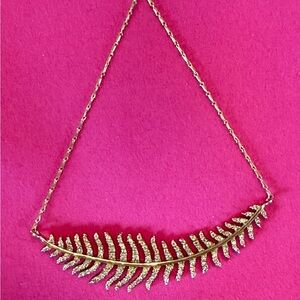 Breathtaking Mizuki 14k Yellow Gold + Diamond Feather Pendant Necklace, $3,000